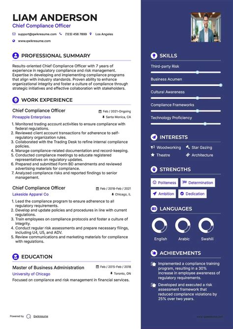 10+ Chief Compliance Officer Resume Samples & Templates for 2025