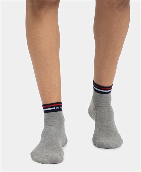 Buy Compact Cotton Ankle Length Socks with StayFresh Treatment - Grey ...