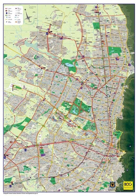 Large detailed road and tourist map of Bogota city | Bogota | Colombia | South America ... - street map of bogota colombia