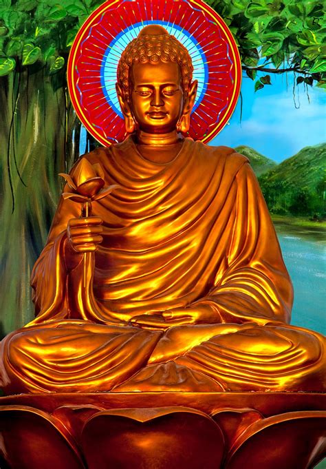 Statue of Shakyamuni Buddha (Siddhartha Gautama) the founder of Buddhism photographed in the ...
