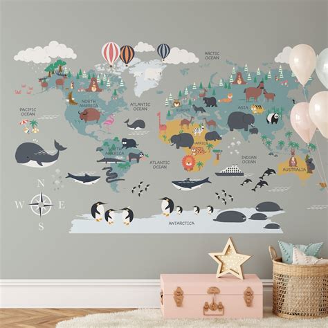 World Map Wall Decal Sticker 的图像结果