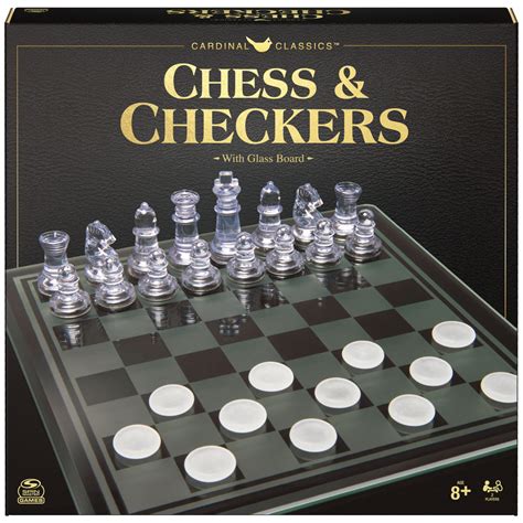 Clear Chess and Checkers Set with Glass Gameboard, for Adults and Kids ...
