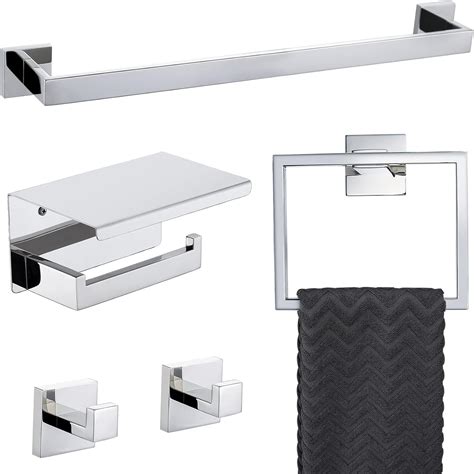 Amazon.com: Bathroom Towel Bar Set Toilet Paper Holder with Shelf ...