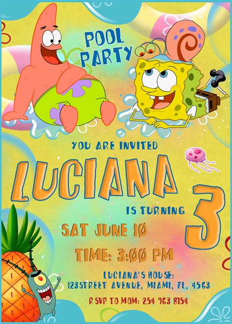 Spongebob Birthday Invitations Templates