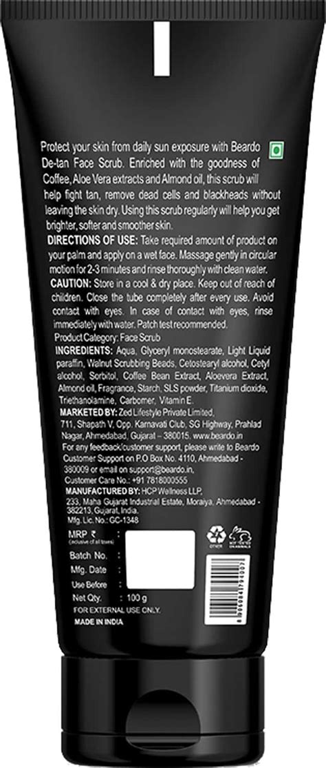 Buy BEARDO DETAN FACE SCRUB FOR MEN IMPROVED VERSION- 100 GM COFFEE ...