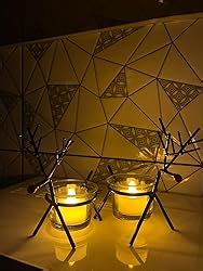 Buy TIED RIBBONS Set of 2 Reindeer Tealight Candle Holders with Glass ...