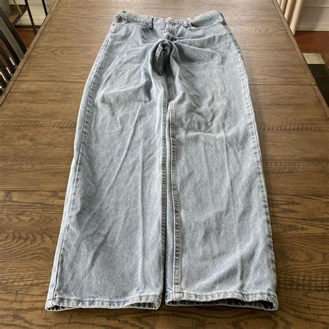 y2k baggy lightwash jeans 36x36, long baggy fit,... - Depop