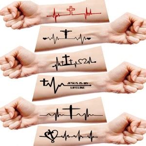 voorkoms Voorkoms Jesus is my lifeline Body Temporary Tattoo Waterproof ...