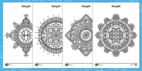Rangoli Colouring Pages (teacher made) - Twinkl