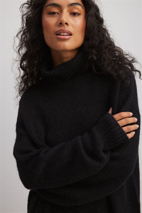 Wool Blend Turtle Neck Sweater Black | NA-KD