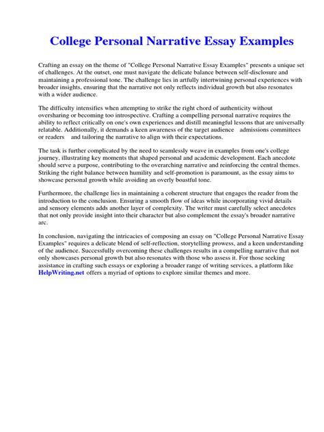 Image result for Personal Narrative Argument Essay Examples