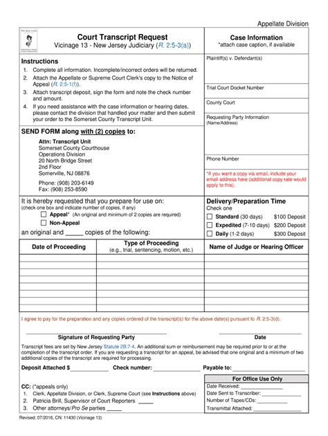 Image result for Court Transcript Request Form