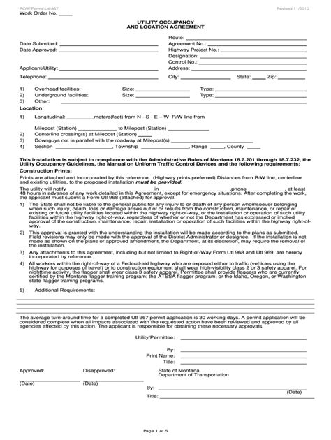 2010-2026 Form MT Utility Occupancy and Location Agreement - Blank ...