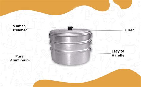 KC Aluminium Momos Steamer 3 Tier | Capacity 3 Liters | Diamm: 8 Inches ...
