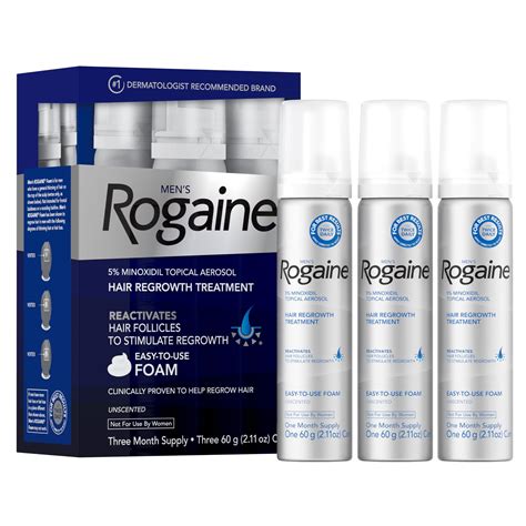 Buy Men's Rogaine 5% Minoxidil Foam for Hair Loss and Hair Regrowth, Topical for Thinning Hair ...