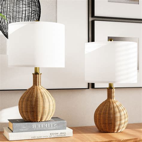 Three Posts™ Anson 22'' Rattan Metal Table Lamp Set (Coastal Accent ...