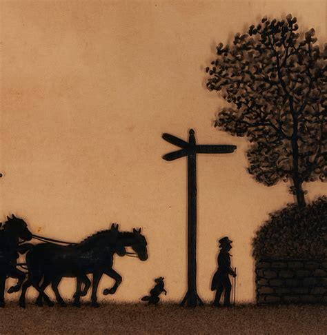 Lot 583: English Reverse Glass Silhouette "On the Road to London" Landscape | Case Auctions
