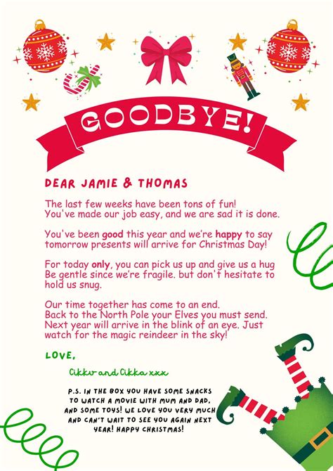 Elf / Elves on the Shelf Farewell Letter - Etsy