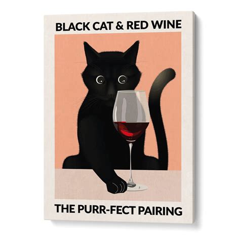 Cat & Wine | The Purr-fect Pairing Humorous Wall Art Print | Nook at ...