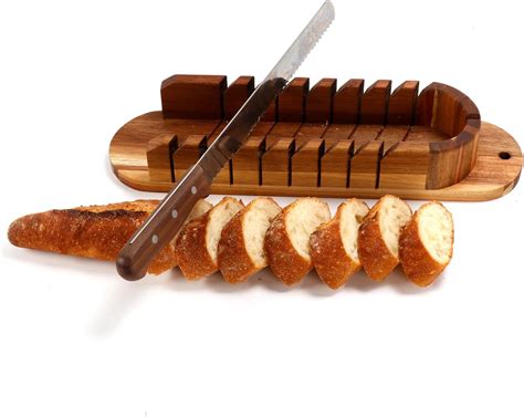 Amazon.com: Acacia Wood Baguettes Slotted Cutting Guides Mitered Bread ...