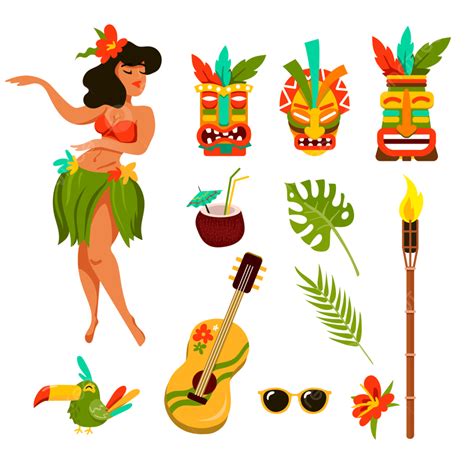 Symbols Of Hawaii Vector Illustration Set, Symbol, Background, Hawaii PNG and Vector with ...