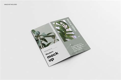 Premium PSD | Dl bi-fold half-fold brochure mock-up - front