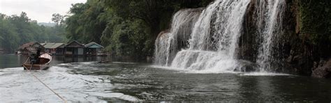 Download wallpaper water, nature, river, waterfall, boat, rope, houses ...