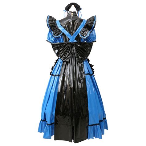 Buy GOceBaby Women Sissy Lockable PVC Blue Dress Short Sleeves Gothic ...