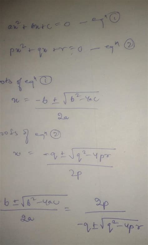 the roots of[tex]ax { }^{2} + bx + c = 0[/tex]are the reciprocals of ...