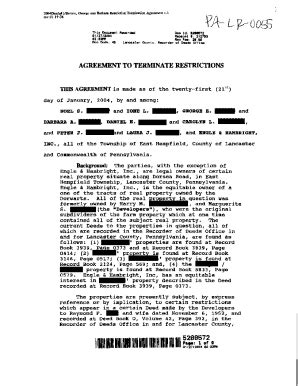 Agreement to Terminate Restrictions that were in Original Deed by ...