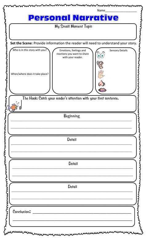 Image result for Personal Narrative Outline Worksheet