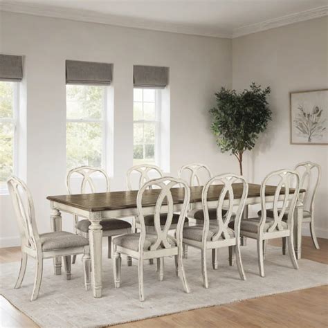 French Solid Wood Distressed Finish Dining Table Set - 4 Seater, 6 Sea ...