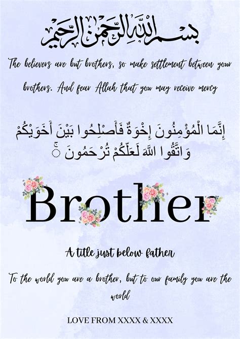 Custom Personalized Name Calligraphy Brother Gift, Islamic Frame ...