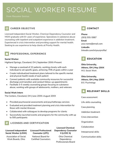 Resume Samples Licensed Social Worker Resume Sample Social Work Intern