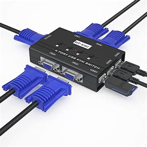 MT-ViKI USB VGA KVM Switch 2 Ports w/Cables, 260KL Switcher Selector ...