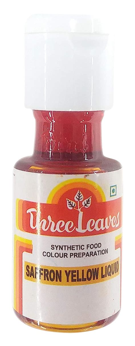 Three Leaves Synthetic Food Colour - Saffron Yellow Liquid, 20ml ...