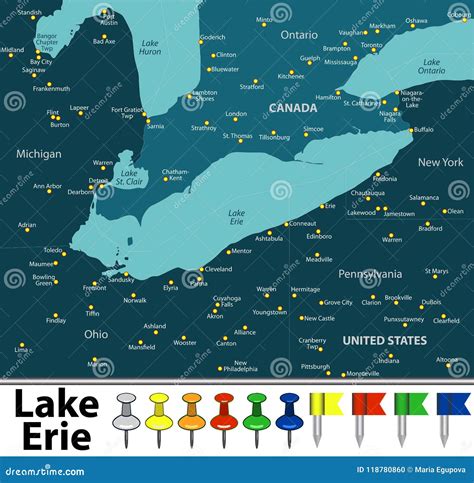 Lake Erie Map Stock Photography | CartoonDealer.com #220929500