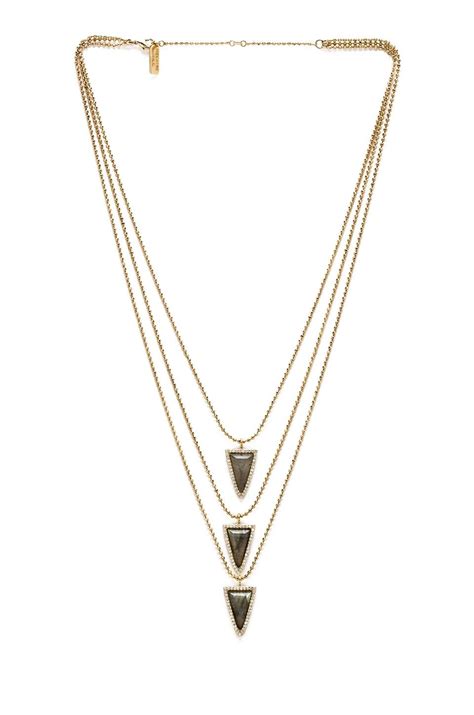 Melanie Auld 3 Tier Pave Triangle Necklace in Labradorite | REVOLVE