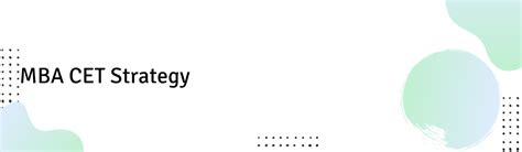 MBA CET Strategy