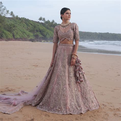 Lavendar Sequined and Embroidered Bridal Lehenga – Suvidha Fashion