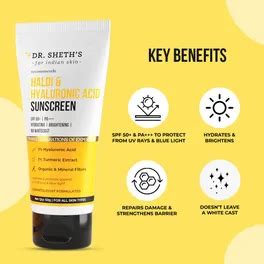 Buy Dr. Sheth's Haldi & Hyaluronic Acid SPF 50+ Sunscreen Cream, 50 gm ...