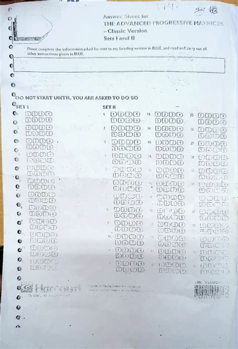 Apmquestionnaire - Scoring key of Advance Progressive Questionnaire ...