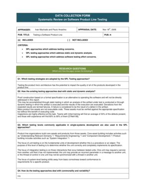 Fillable Online DATA COLLECTION FORM Systematic Review on Software ...