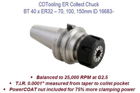 BT40 x ER32 - 70, 100, 150mm - ER Collet Chucks ID 16683-