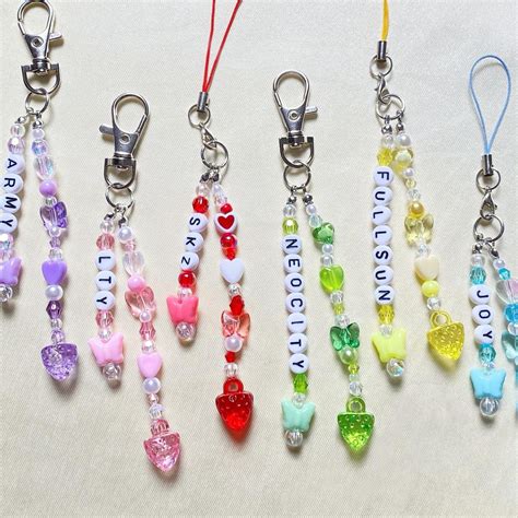 Custom Strawberry Bead and Pearl Phone Charm / Key Chain / Kpop - Etsy ...