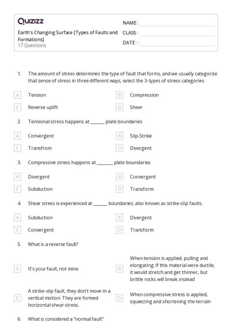 Image result for Modeling Faults Worksheet