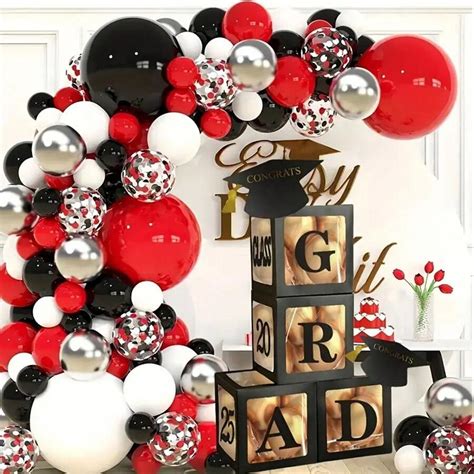 Decoratie voor afstudeerfeesten 2025, 4 zwarte ballondozen geschikt ...