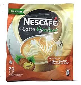 Nestle Nescafe 3 in 1 Instant Coffee Satchet (Latte Hazelnut, 20 Sticks ...