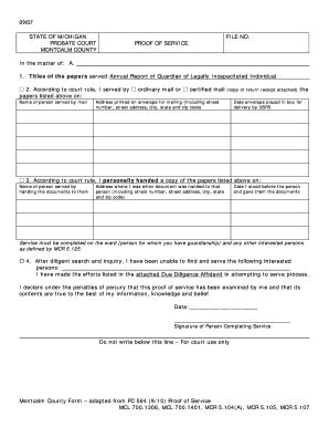 Proof Of Service - Annual Report Of Guardian Of - Montcalm County ...