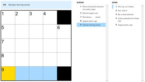 'Olympic fencing sword' NYT Mini Crossword clue answer and hints